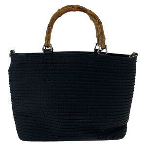 Gucci canvas black tote bamboo leather handbag bag